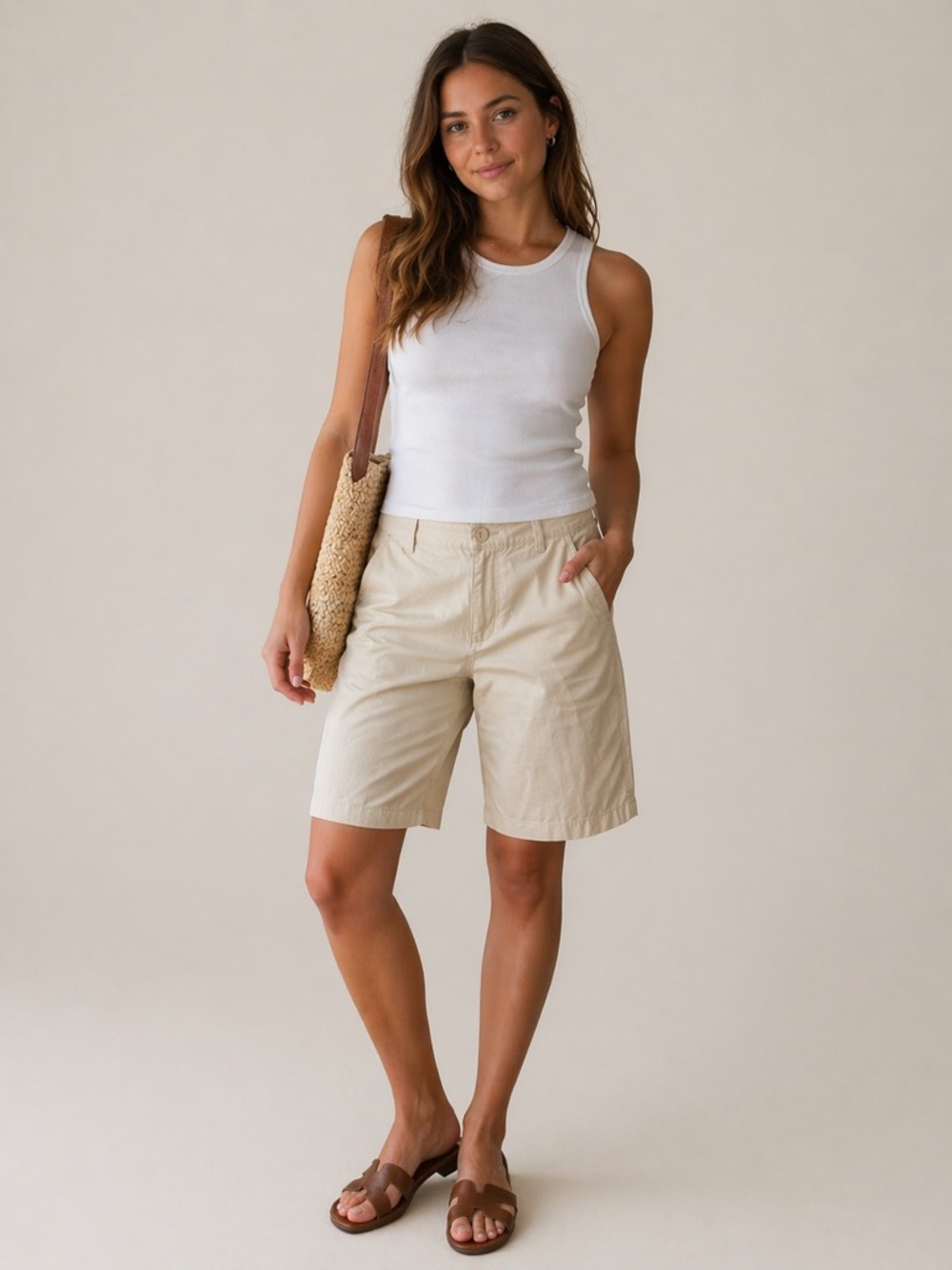 Bandolino Michele Khaki Bermuda Shorts Size 8
